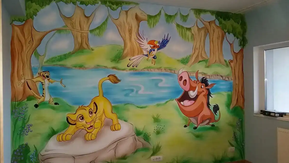 Pictură murală Cartea Junglei cu Mowgli și Baloo